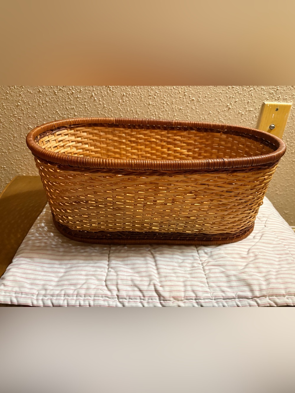 Vintage Woven Oval Storage Basket - Natural Brown